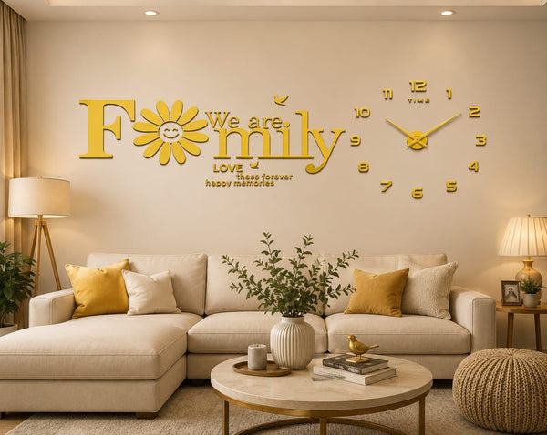 Gold numeral acrylic DIY wall clock with an adjustable 80–100cm diameter for home and office wall decoration.