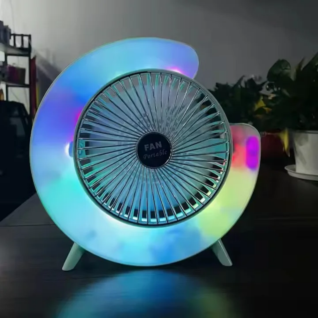 Rechargeable Colourful Desktop Fan Light
