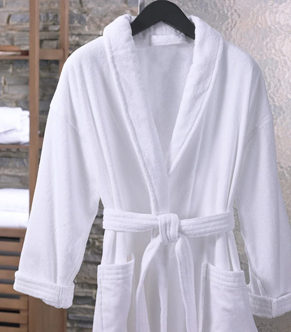 pure white cotton bathrobe soft premium cotton robe absorbent bath robe luxury spa robe