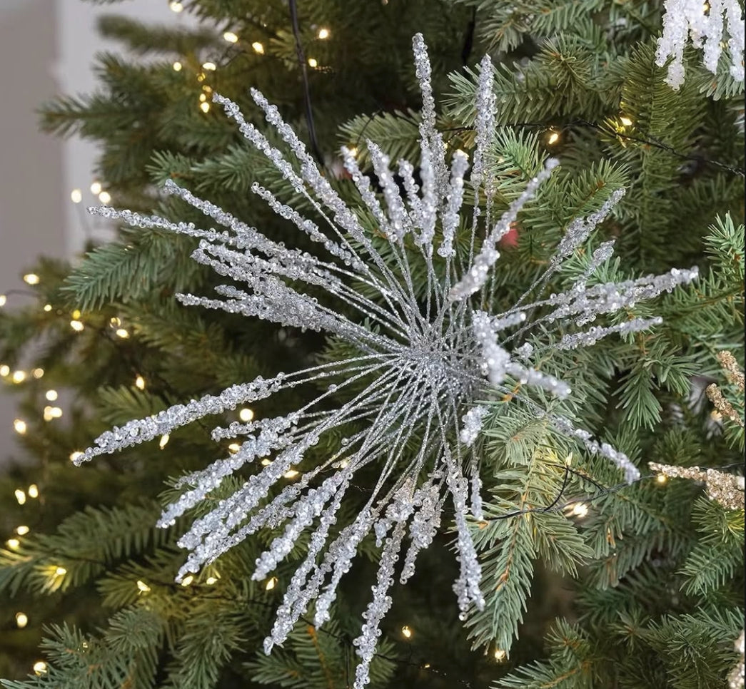 3-Piece Glitter Firework Christmas Tree Picks in Gold, Silver, Rose Gold and White