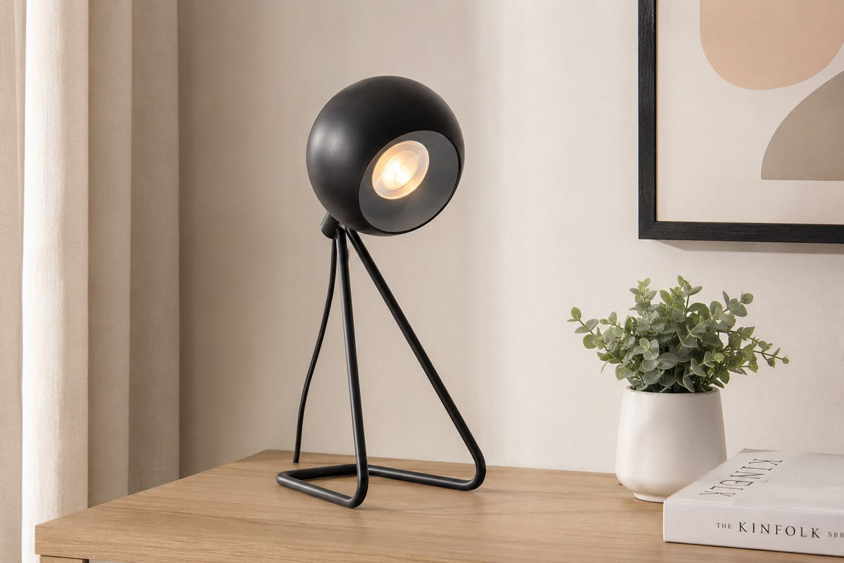 spotlight table lamp measuring 25x25cm with sleek minimalist design providing focused lighting for bedside tables office desks study spaces
