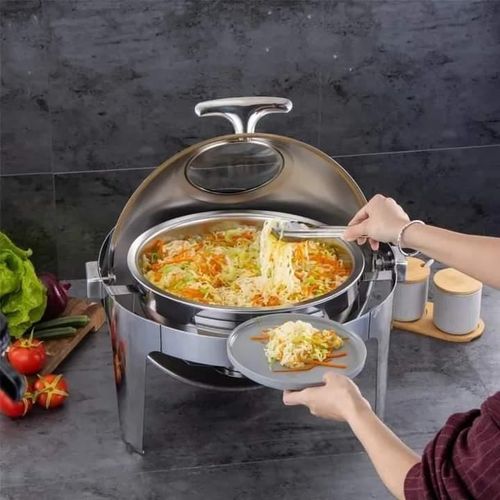 6 Litre Stainless Steel Round Roll Top Chafing Dish