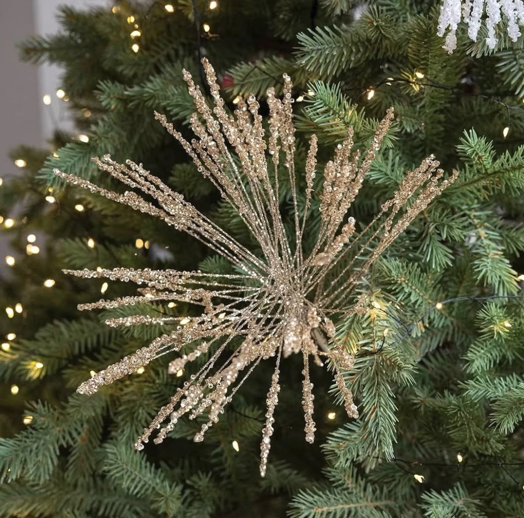 3-Piece Glitter Firework Christmas Tree Picks in Gold, Silver, Rose Gold and White