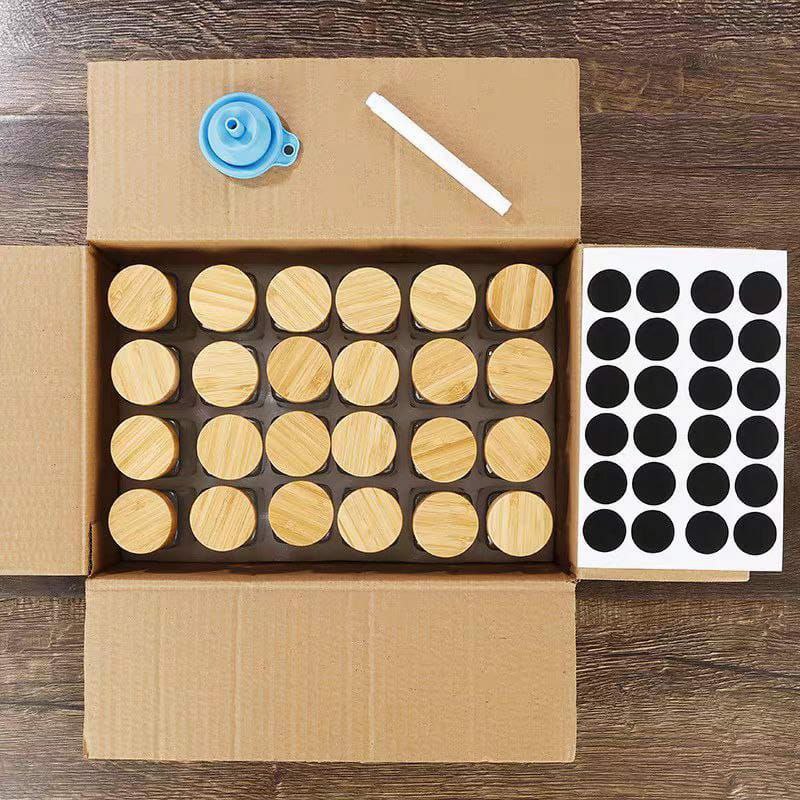 29 Piece Glass Storage Jar Set with Bamboo Lids