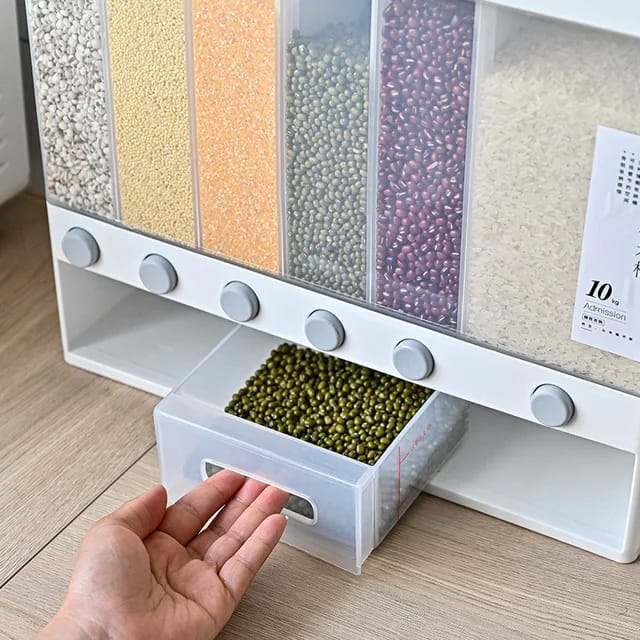 Food Dispenser, Partitioned Multifunctional Cereal Rice 10kg 