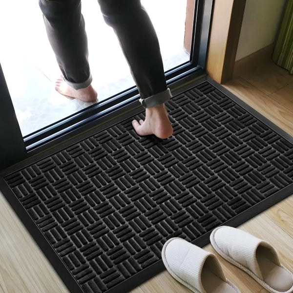 non slip wear resistant rubber doormat 45x75cm polypropylene dirt trapping entrance mat with rubber backing for household and commercial use durable floor mat available in black brown and blue