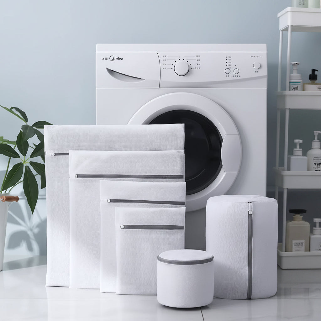 6 piece grey zipper laundry mesh washing machine bags for protecting clothes during washing