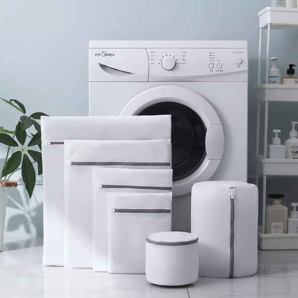 6 piece grey zipper laundry mesh washing machine bags for protecting clothes during washing