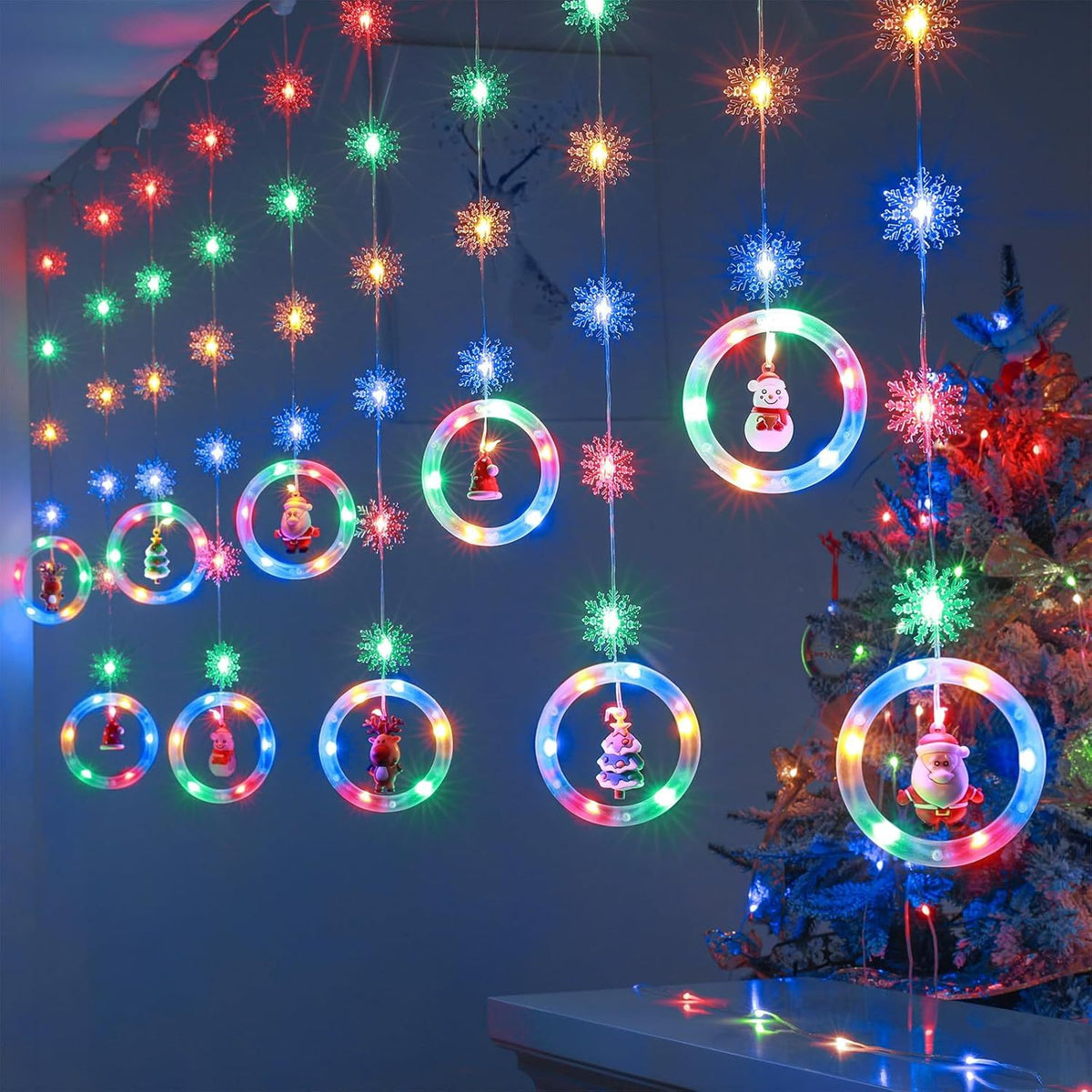 Christmas LED String Lights with Santa, Snowman, Reindeer & Christmas Tree Pendants – USB Powered