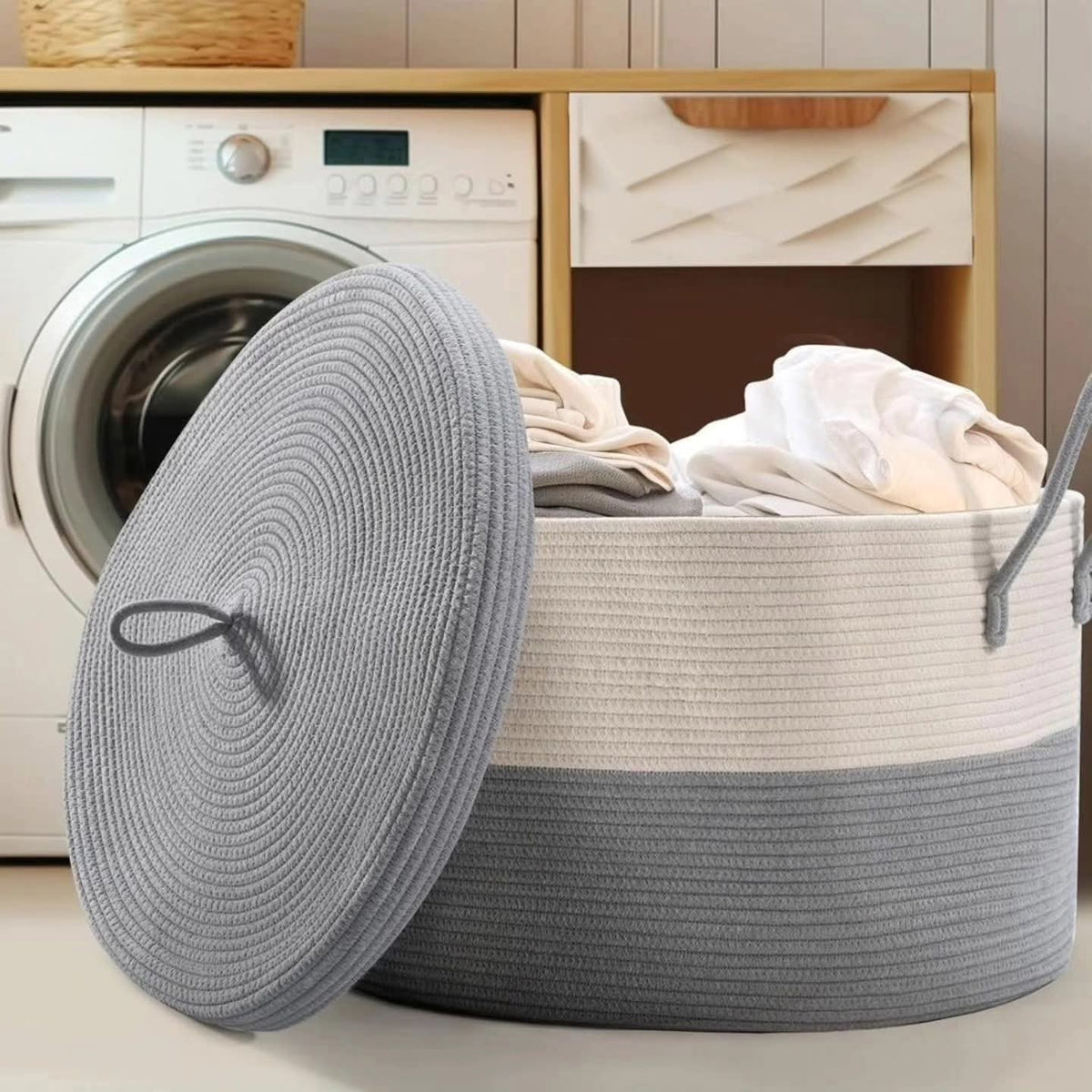 Cotton Rope Basket With Lid