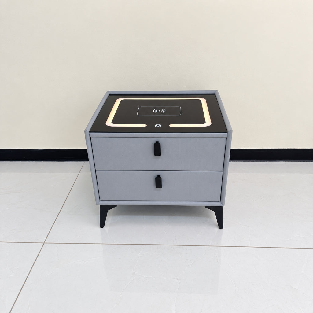 Smart Bedside Table with Wireless Charging & LED Lighting – BS-7