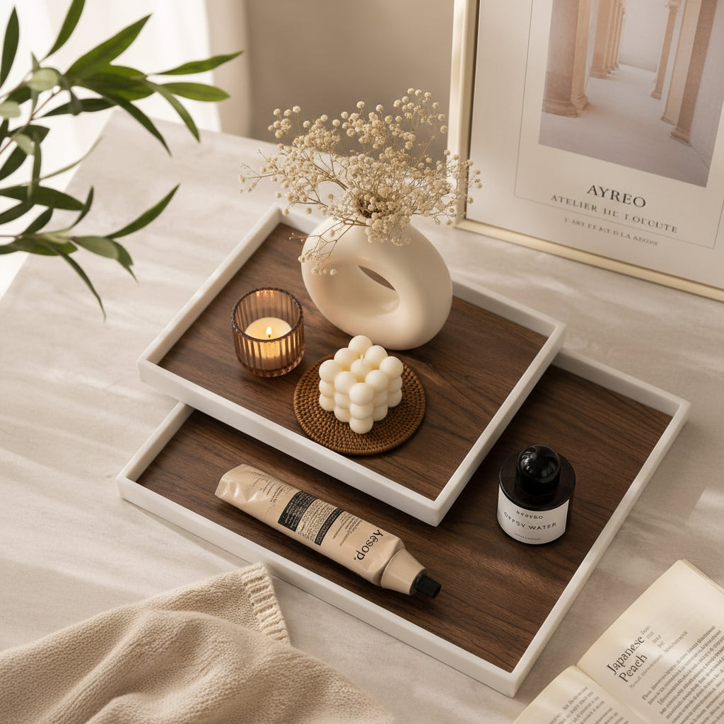3 Piece Premium Wooden Serving Tray Set