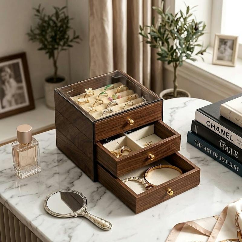 3-Tier Wooden Jewellery Storage Box