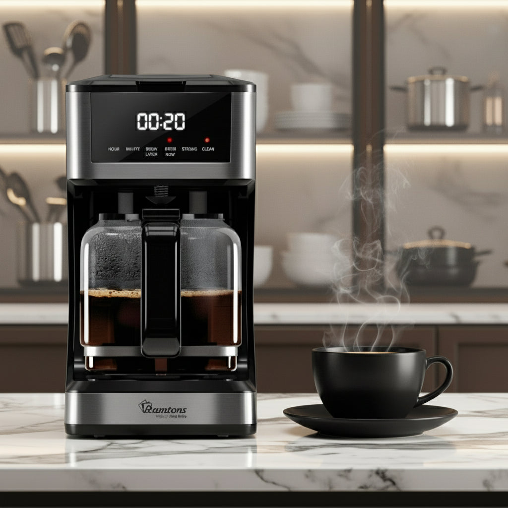Automatic Digital Coffee Maker with 1.8L Glass Carafe, LED Display & Timer Function – RM/769