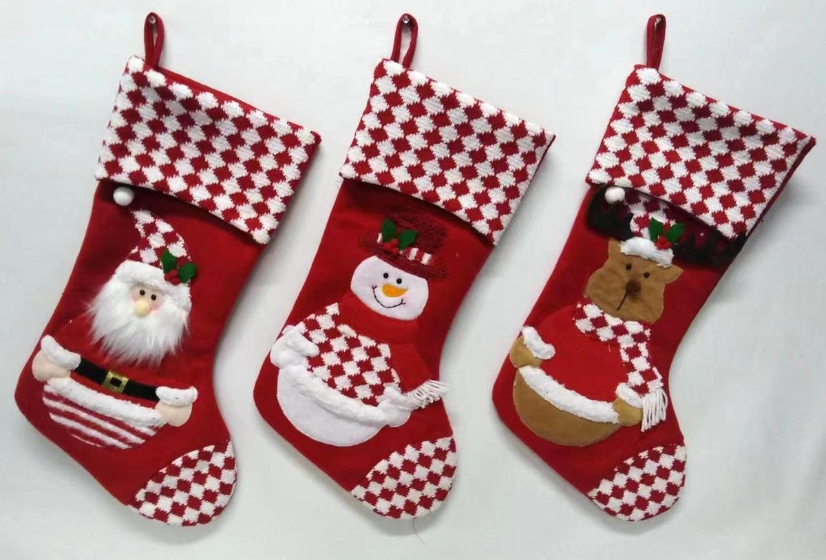 3Pc Large Christmas Fireplace Socks