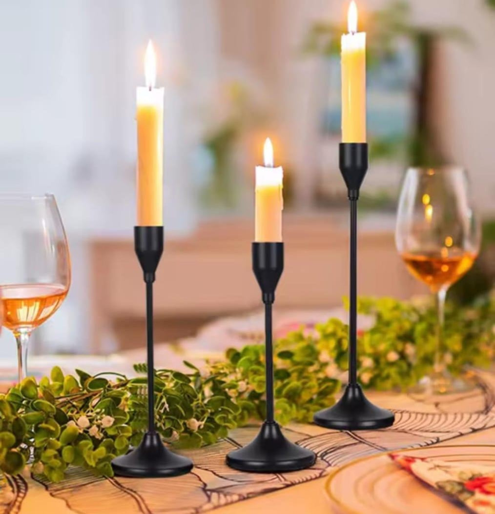 3 in 1 Metallic Candle Holder, Black and Gold