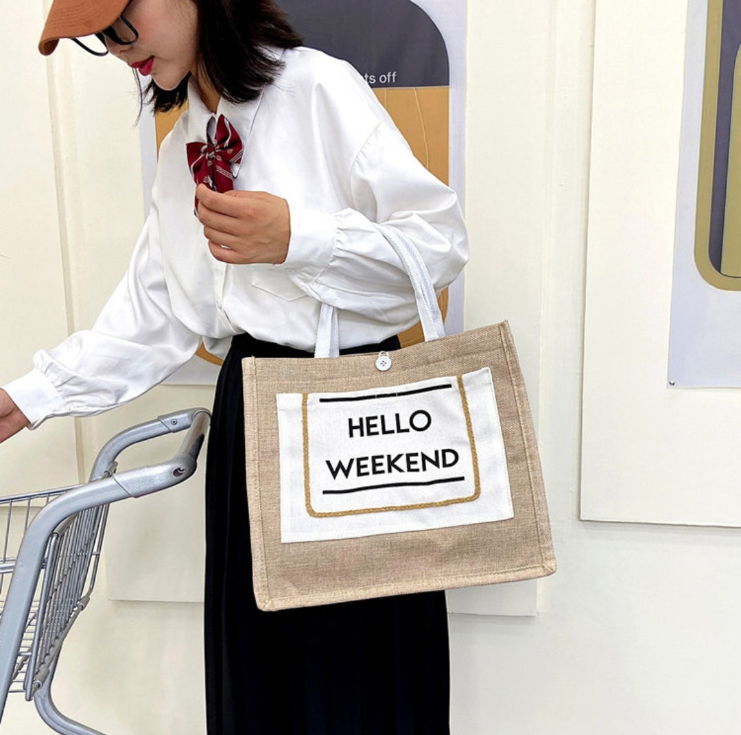 Hello Weekend Tote Bag