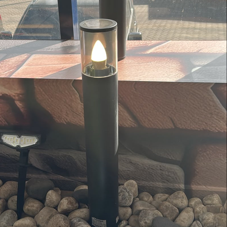 Black aluminium garden bollard light with smoked glass and E27 holder for outdoor pathway and landscape lighting LL 22BL-13-06-BK - Gemelli Collection