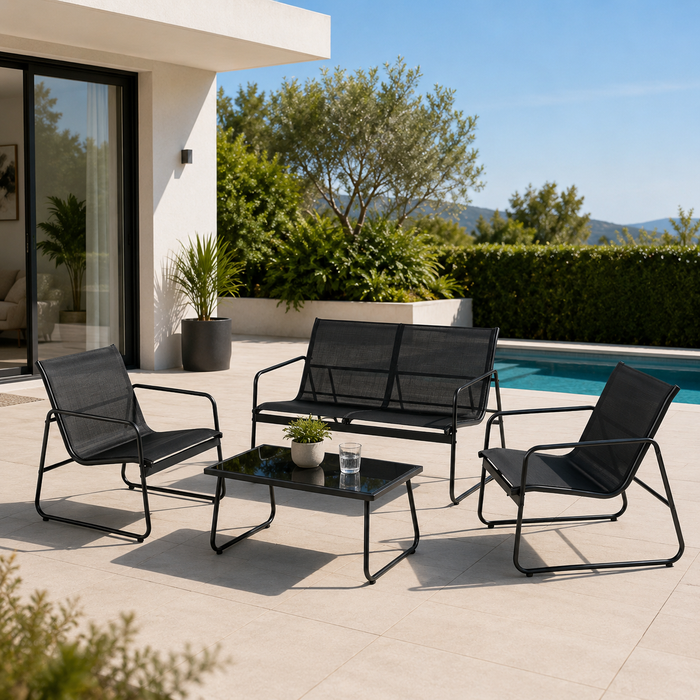 4pc Garden Furniture Set with 2 Single Chairs, 2 Seater and Table #8886