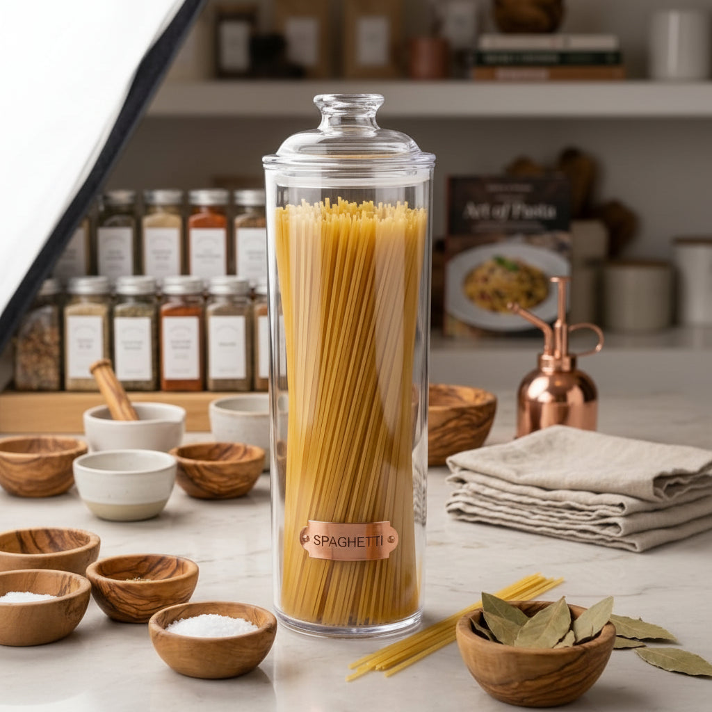 Easy Lock Storage Jar – Clear Airtight Acrylic Container for Spaghetti, Pasta, Cereals, Grains, Snacks, and Kitchen Pantry Organisation