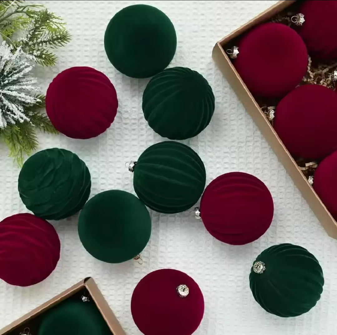 12pc Velvet Christmas Balls