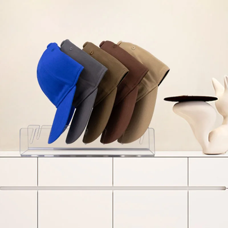 Acrylic Baseball Cap Display Rack with Storage Slots