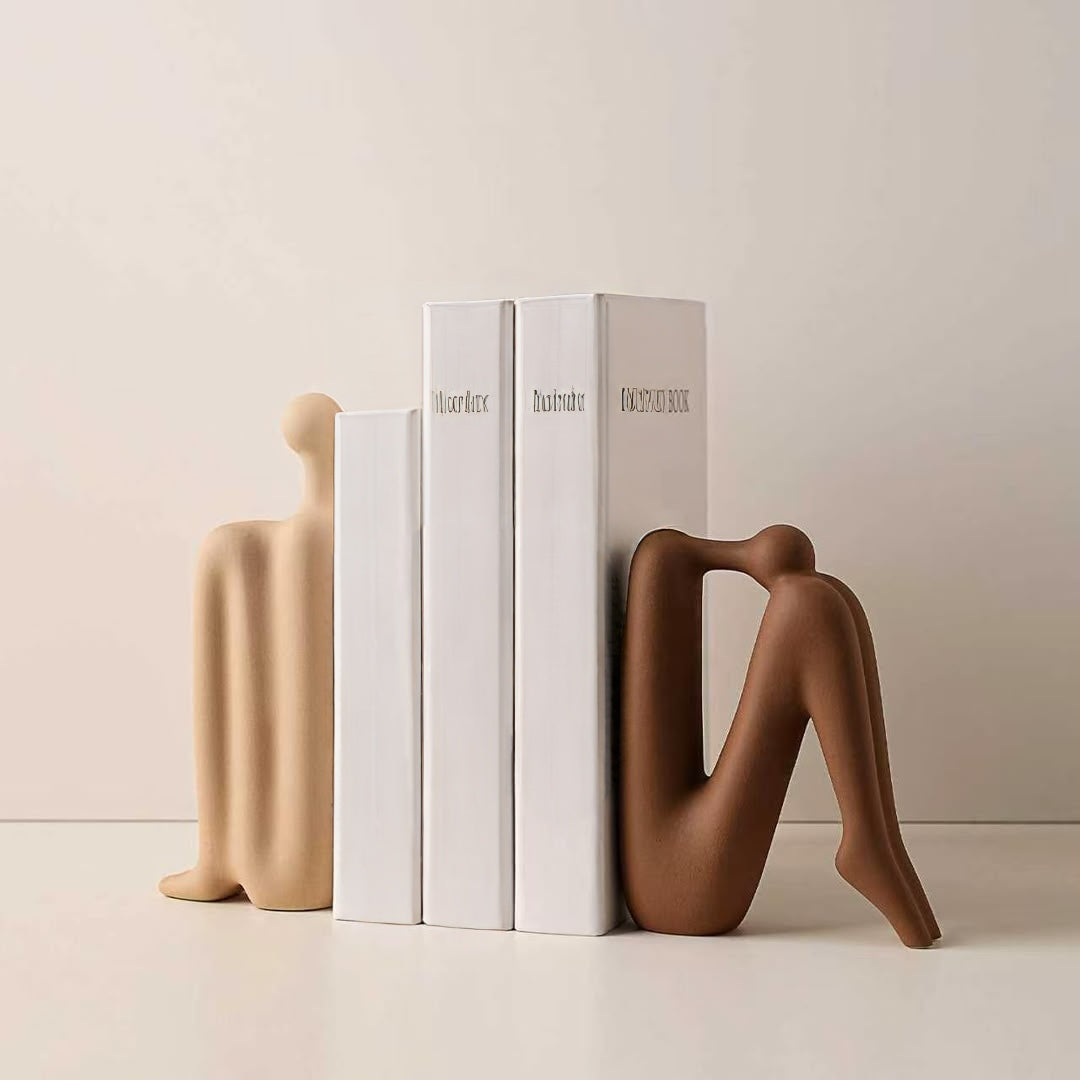 Back-to-Back Abstract Figure Ceramic Bookends