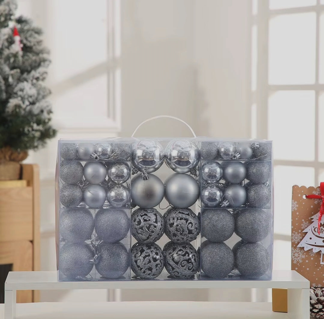 100-Piece Christmas Tree Decoration Balls Set in Three Sizes