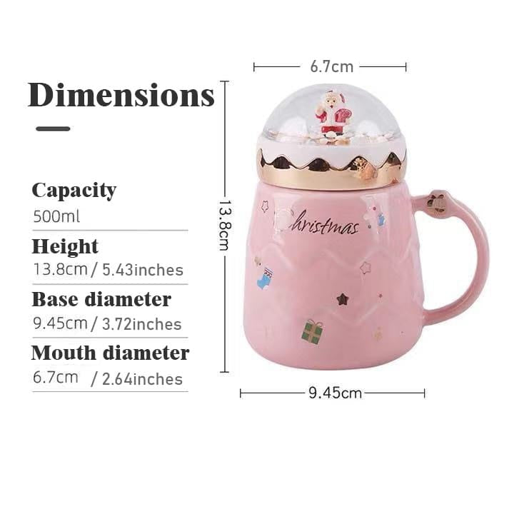 Ceramic Santa Claus Christmas Cup with Lid and Gift Box 500ml