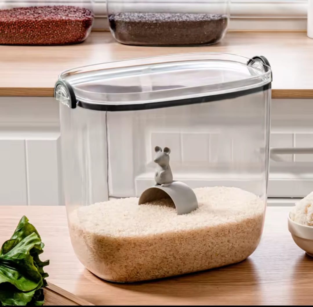 Gemelli Colllection acrylic rice and cereal airtight storage container food storage canister with scoop clear pantry organiser dry food storage bin for rice flour beans sugar cereals airtight kitchen storage container 5kg 10kg capacity durable transparent food organiser for pantry and kitchen use