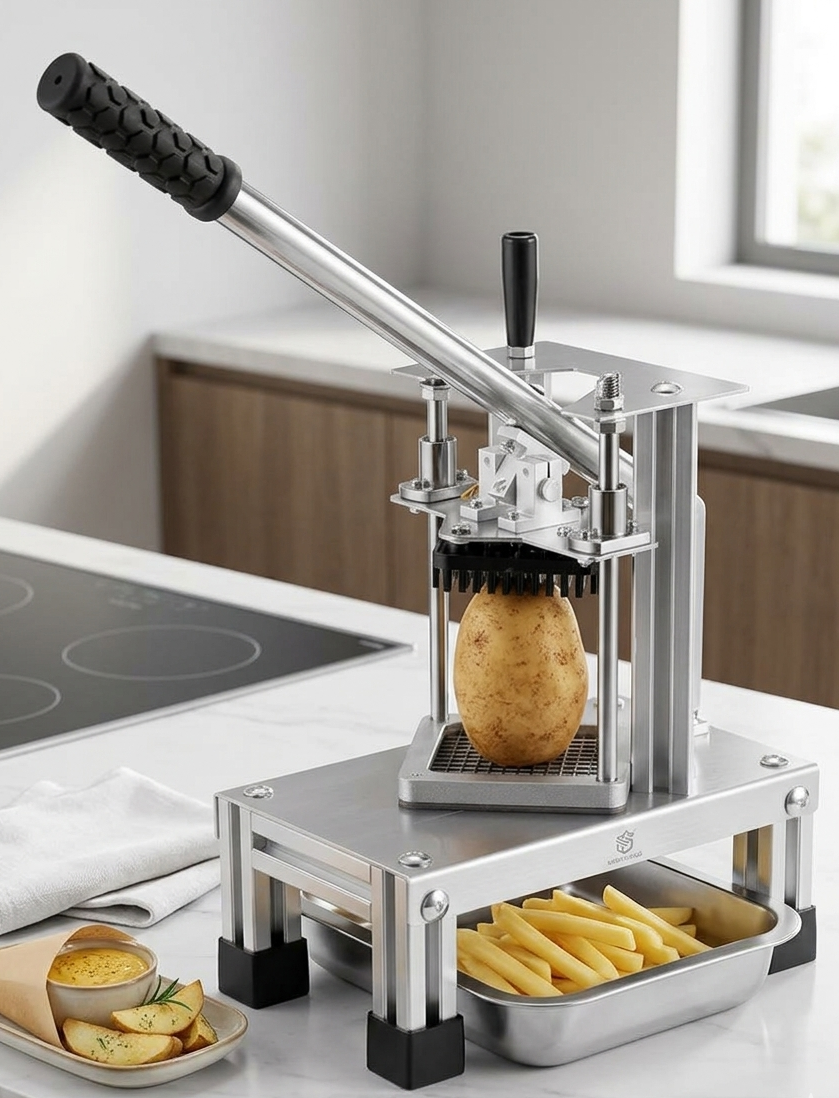 Durable Potato Chipper Kitchen Tool for Slicing Potatoes into Homemade Chips and Fries, Food-Safe Ergonomic Design