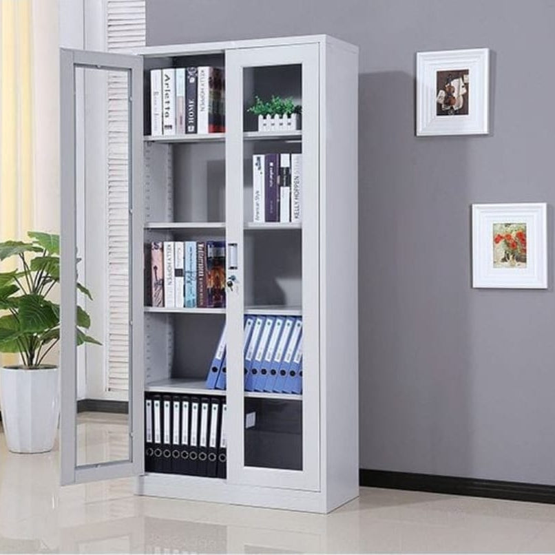 Steel Bookcase Cabinet with Hinged transparent Doors