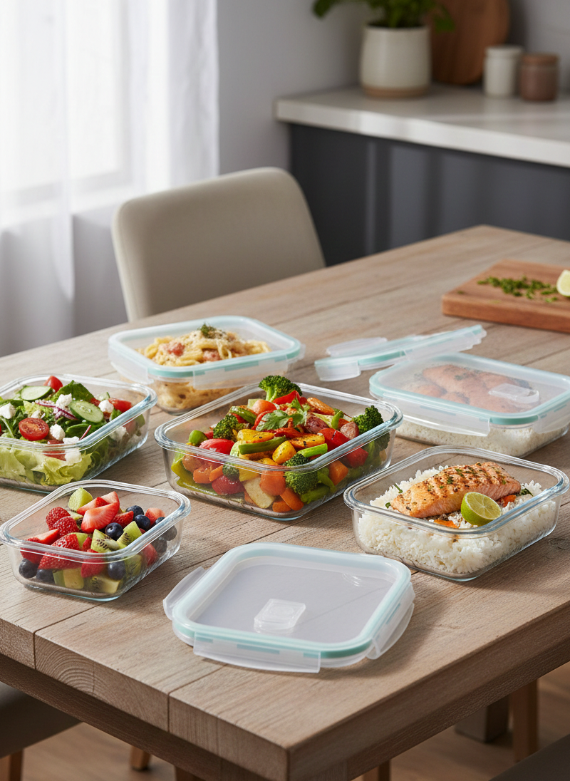 5pcs Food Grade Glass Lunch Box Set, 1040ml Each, Microwave Dishwasher Oven Safe