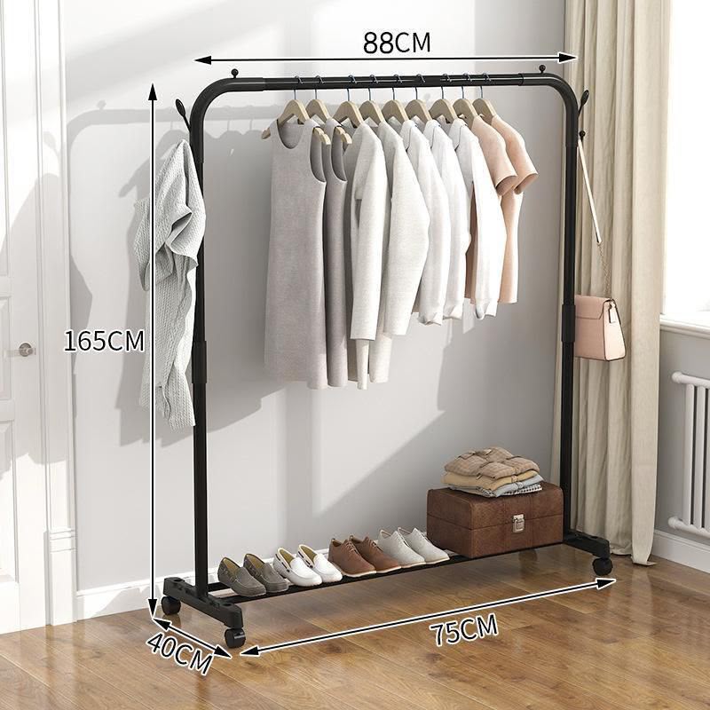 Single Pole Standing Clothes Drying Rack with Shoe Rack