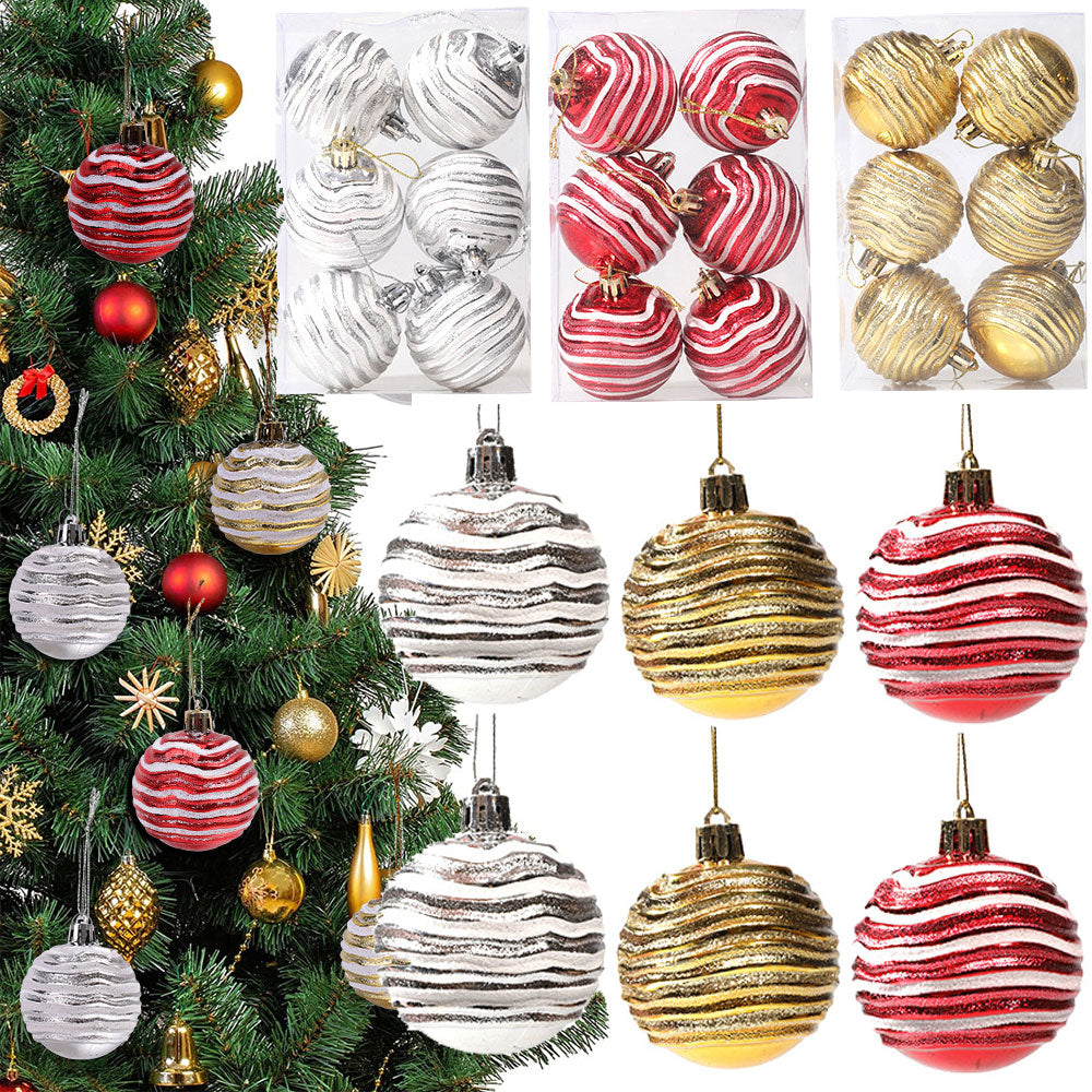 6-Piece Colourful 3D Christmas Ball Ornaments