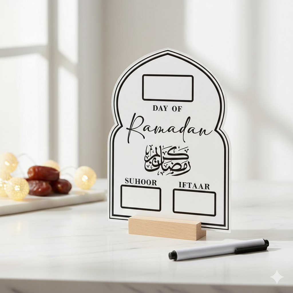 Acrylic Ramadan Calendar with Wooden Base, 12.7×17.8cm, Festive Home Decor