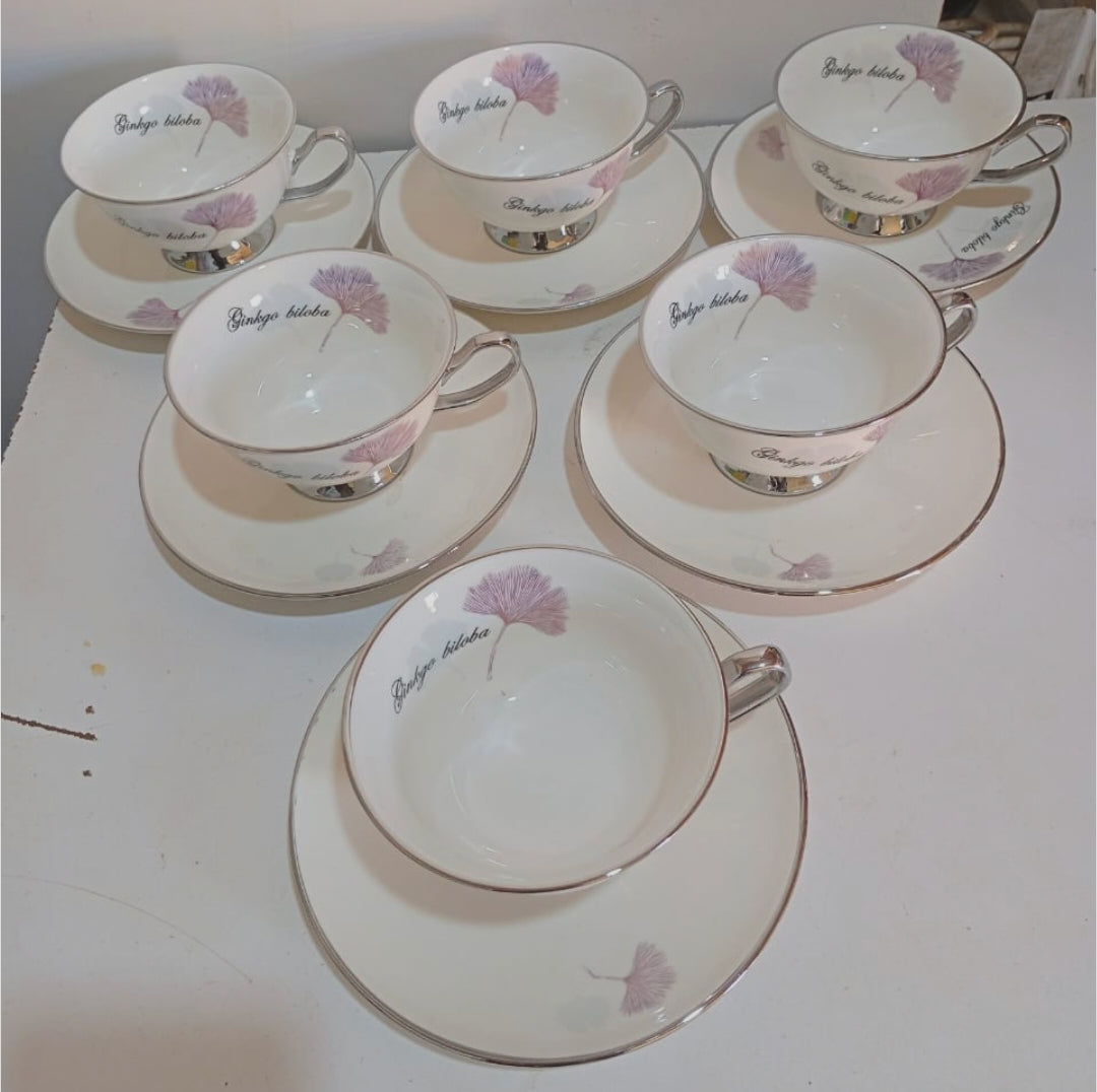 Bone China Cup and Saucer Set with Gold Stand 170ml