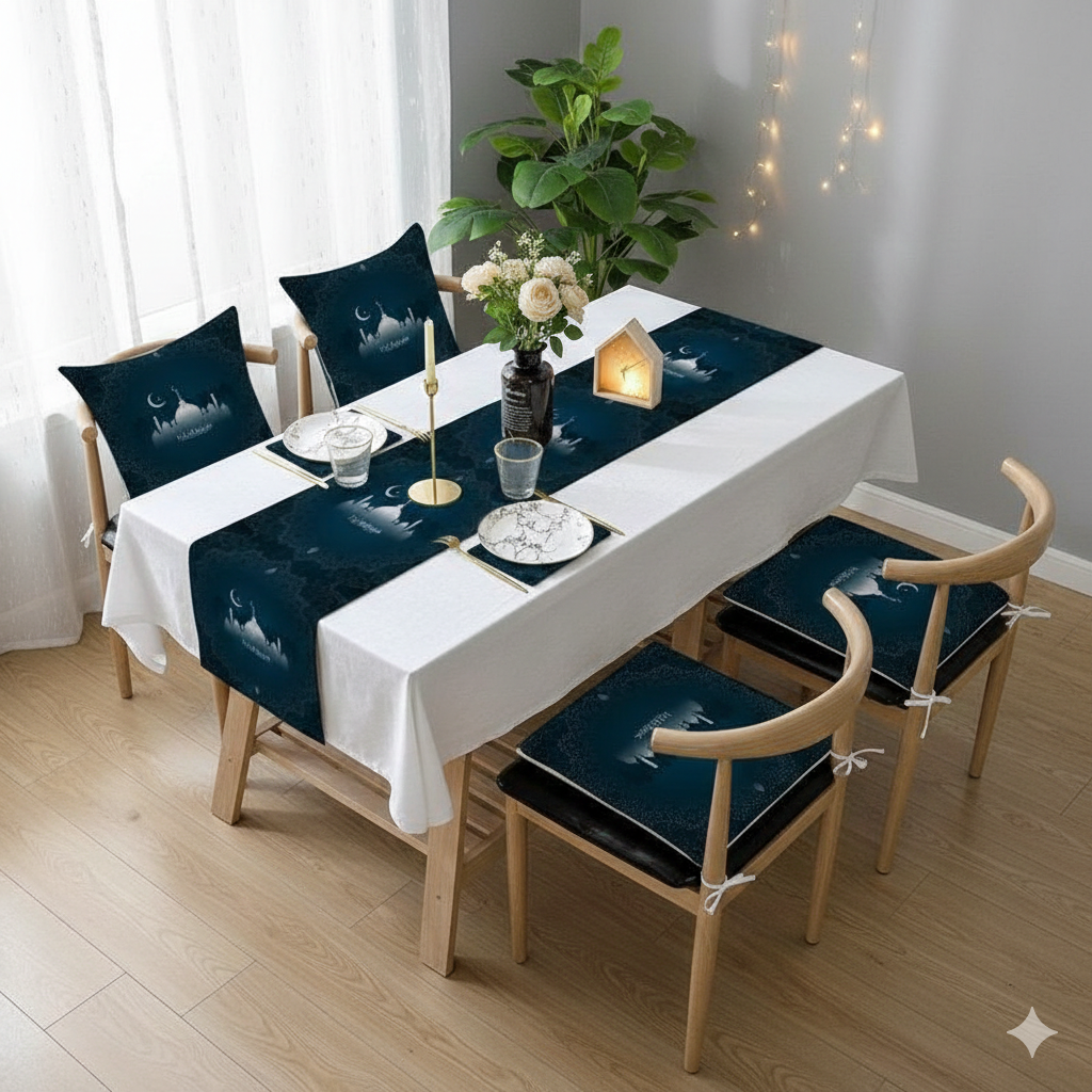 Ramadan Table Runner Set with 4 Pillow Cases