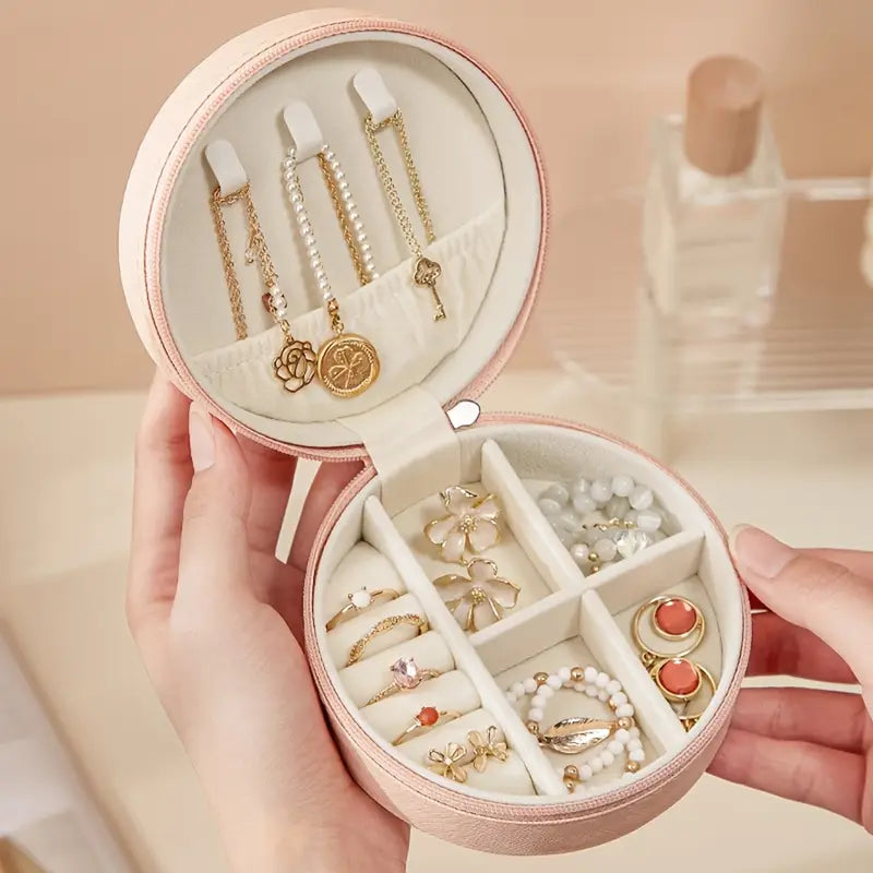 Portable Travel Jewelry Organizer Case for Earrings, Rings, and Necklaces
