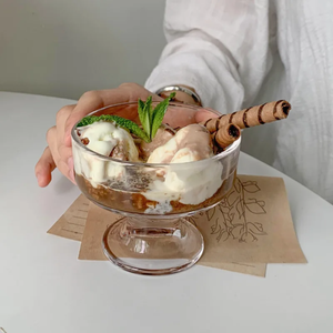 Set of 6 Heavy-Duty Clear Ice Cream and Dessert Glasses, Perfect for Parfaits, Puddings, Fruit Salads, and Elegant Home Dining