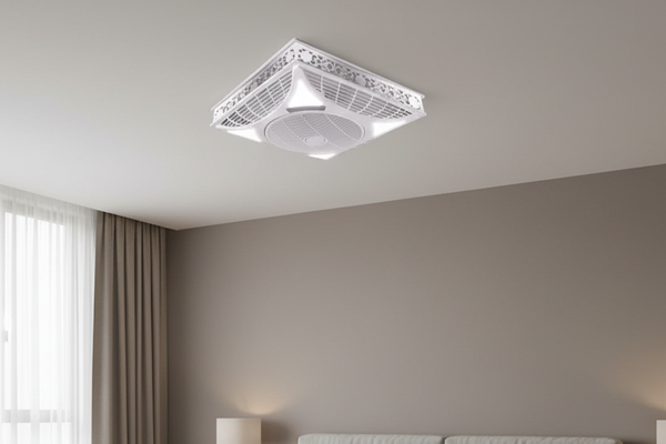 Square wind fan with LED light, 60×60 cm ceiling fan with rotating grill for even air circulation and modern indoor cooling