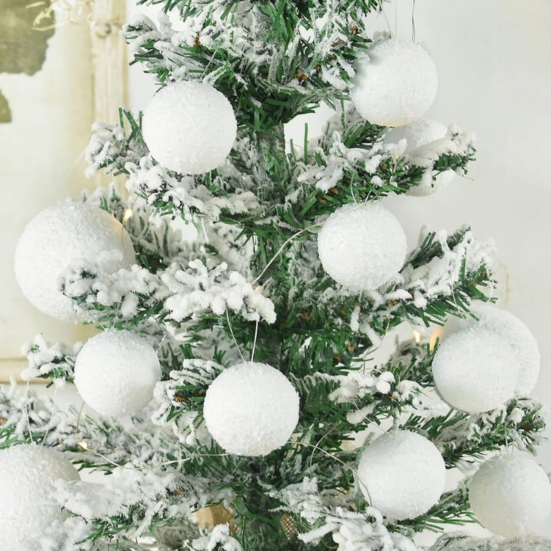 6pc White Christmas Balls