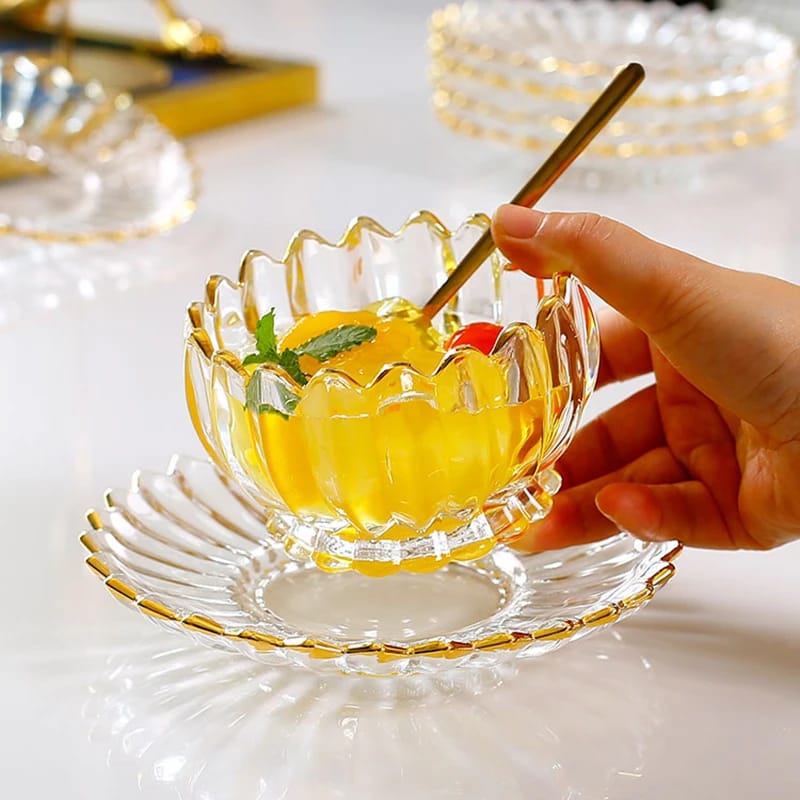 European style flower glass bowl with delicate floral design