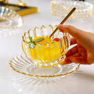 European style flower glass bowl with delicate floral design
