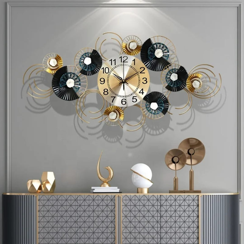 Wall Clock, Iron Flower Design Hanging