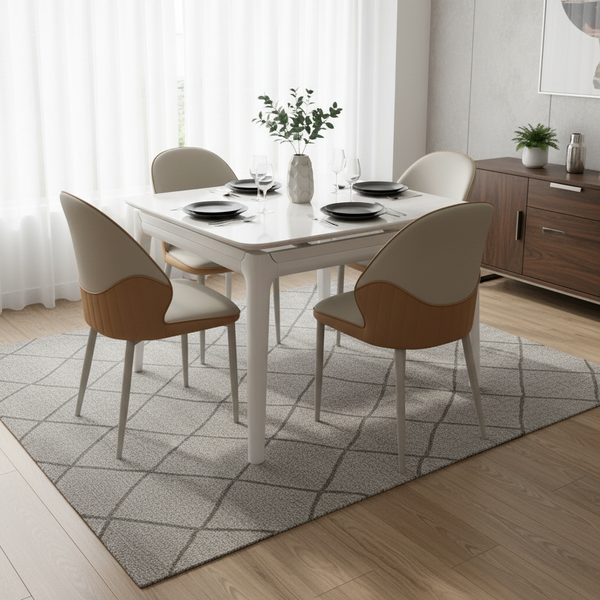 4 Seater Dining Set with Square Table Design