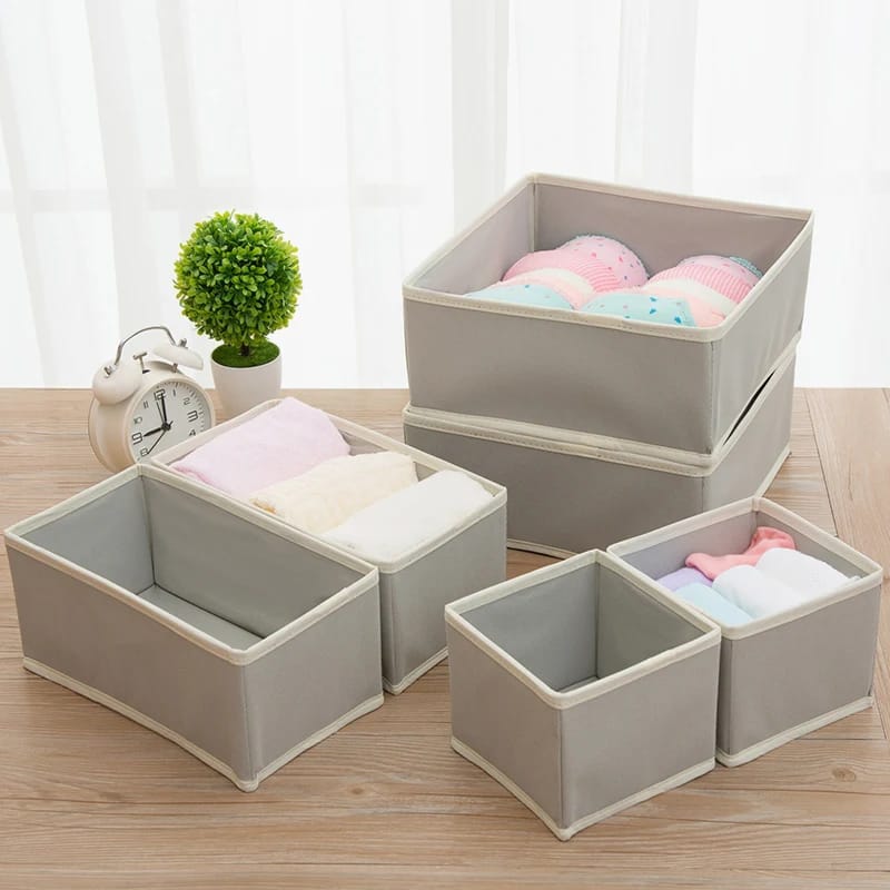 6 piece foldable underwear storage box set with compartment organisers for bras socks underwear ties scarves and wardrobe drawer organisation
