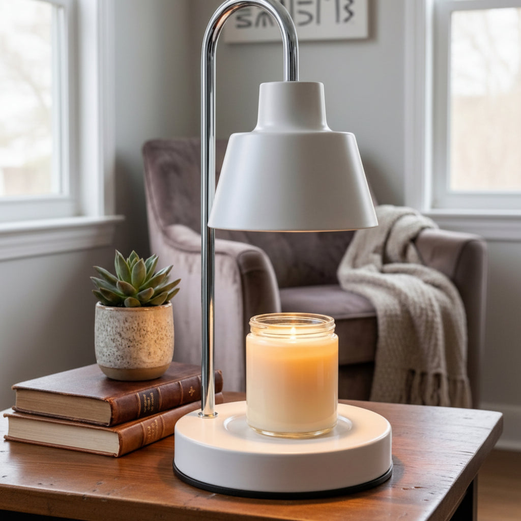 Gemelli Collections Candle Warmer for flameless scented candle fragrance release in living rooms, bedrooms, offices, and home décor spaces.