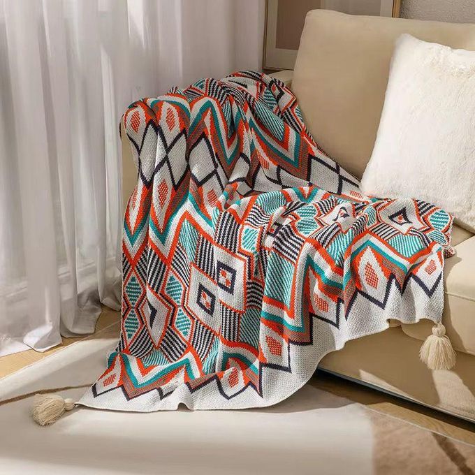 Bohemian Knitted Throw Blanket