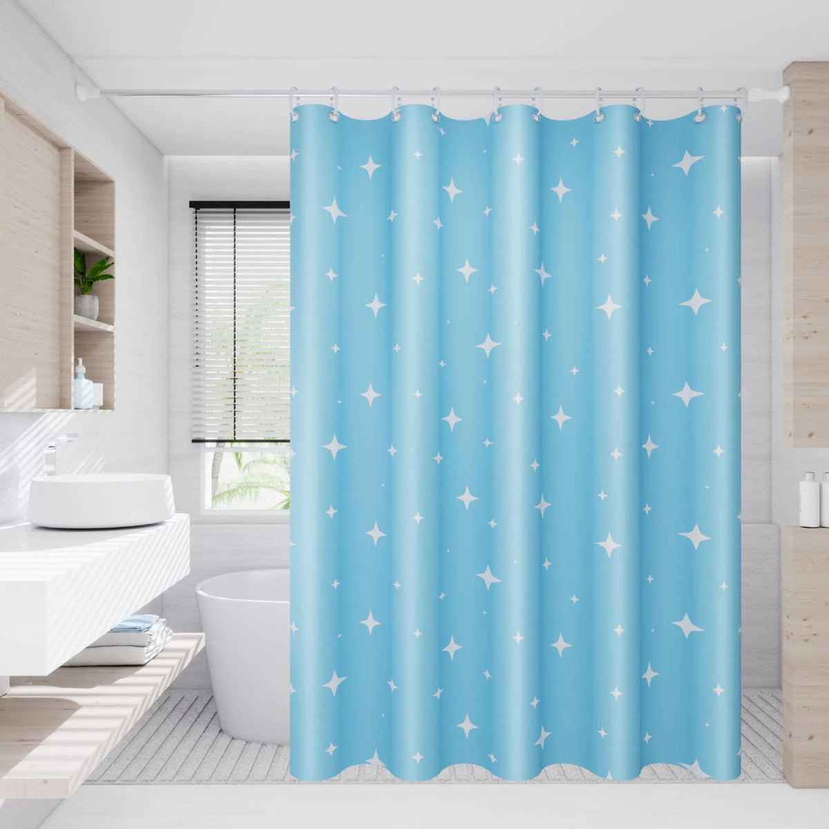 Shower Curtain With Hooks 180 x 200cm